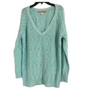 V-Neck Knit Sweater Pastel Sea Moss Green Loose Fit Oversized size Juniors Med